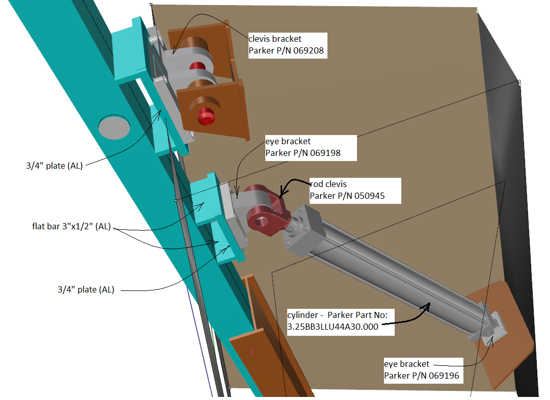 skeletal view of folding mast mechanism